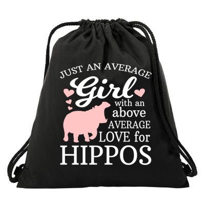 Average Who Loves Hippos Gift Hippopotamus Funny Gift Drawstring Bag