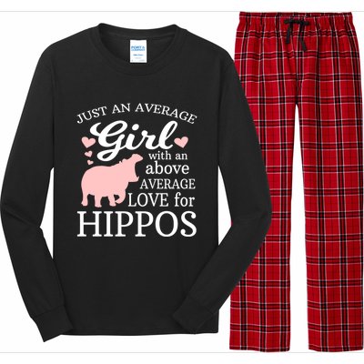 Average Who Loves Hippos Gift Hippopotamus Funny Gift Long Sleeve Pajama Set