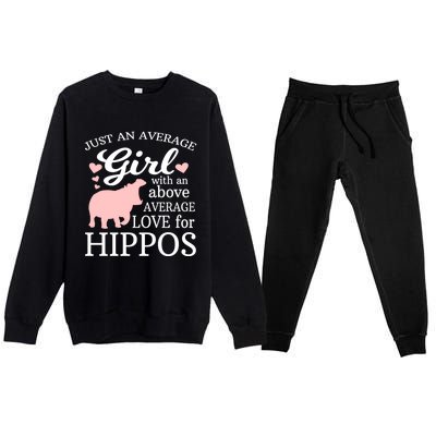 Average Who Loves Hippos Gift Hippopotamus Funny Gift Premium Crewneck Sweatsuit Set