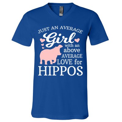 Average Who Loves Hippos Gift Hippopotamus Funny Gift V-Neck T-Shirt