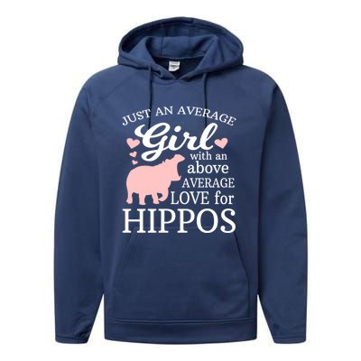 Average Who Loves Hippos Gift Hippopotamus Funny Gift Performance Fleece Hoodie