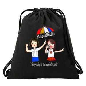 Assumptionista We Made It Through The Rain Drawstring Bag