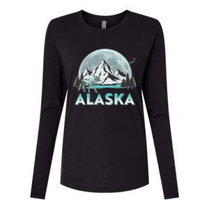 Alaska Wilderness Moose Moon Womens Cotton Relaxed Long Sleeve T-Shirt