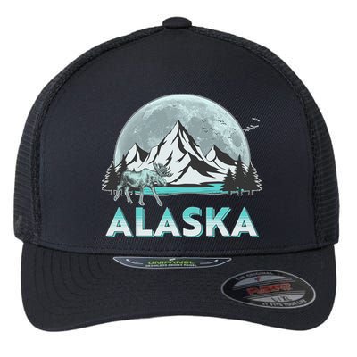 Alaska Wilderness Moose Moon Flexfit Unipanel Trucker Cap