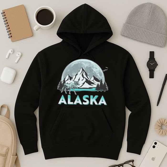 Alaska Wilderness Moose Moon Hoodie