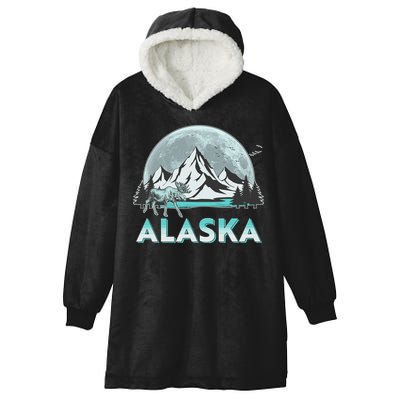 Alaska Wilderness Moose Moon Hooded Wearable Blanket