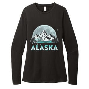 Alaska Wilderness Moose Moon Womens CVC Long Sleeve Shirt