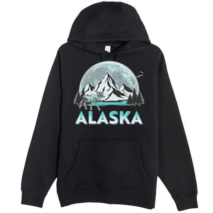 Alaska Wilderness Moose Moon Premium Pullover Hoodie