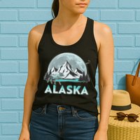 Alaska Wilderness Moose Moon Womens Tank Top