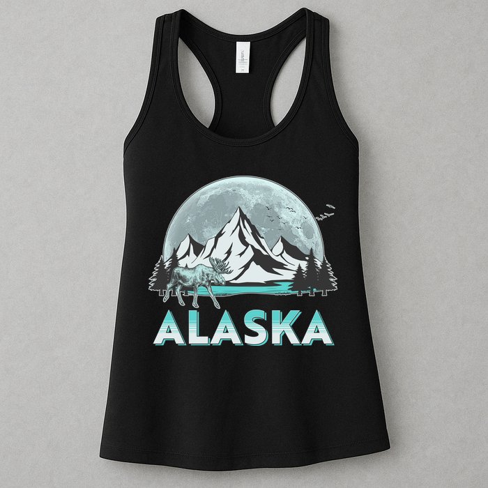 Alaska Wilderness Moose Moon Womens Tank Top