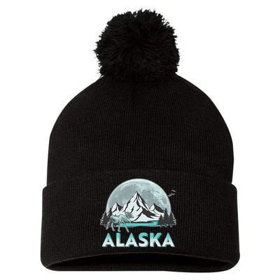 Alaska Wilderness Moose Moon Pom Pom 12in Knit Beanie