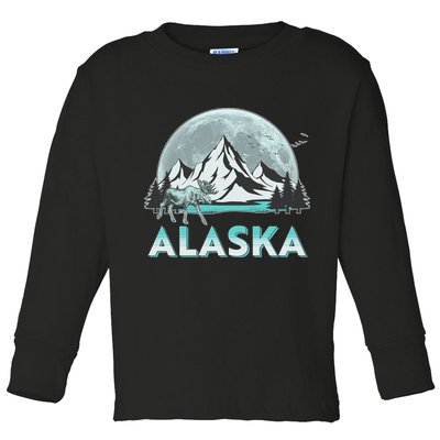 Alaska Wilderness Moose Moon Toddler Long Sleeve Shirt