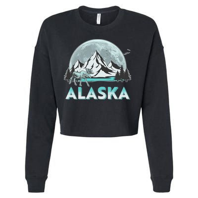 Alaska Wilderness Moose Moon Cropped Pullover Crew