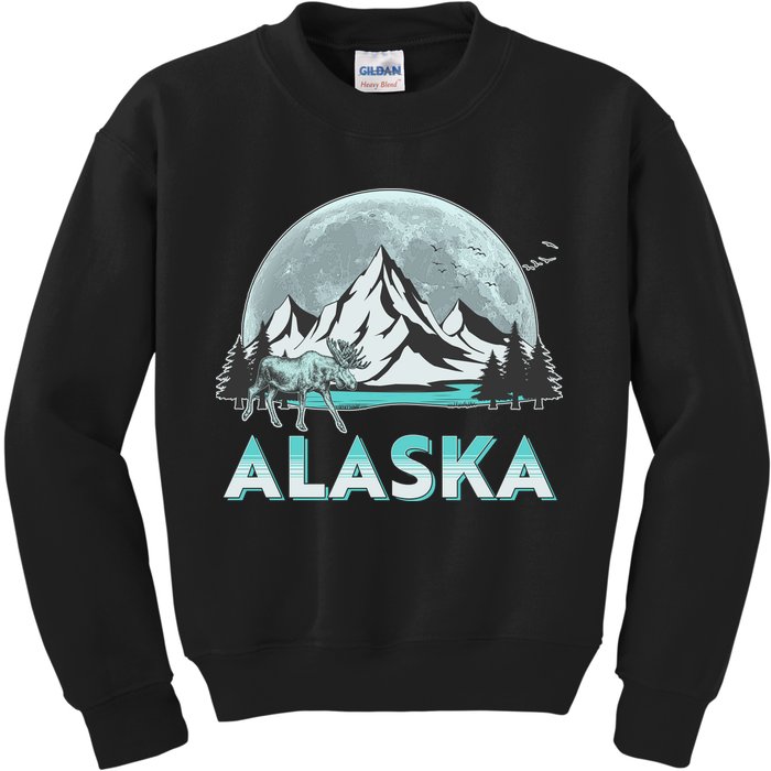 Alaska Wilderness Moose Moon Kids Sweatshirt