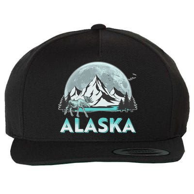 Alaska Wilderness Moose Moon Wool Snapback Cap