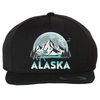 Alaska Wilderness Moose Moon Wool Snapback Cap