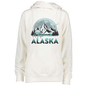 Alaska Wilderness Moose Moon Womens Funnel Neck Pullover Hood