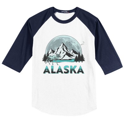 Alaska Wilderness Moose Moon Baseball Sleeve Shirt