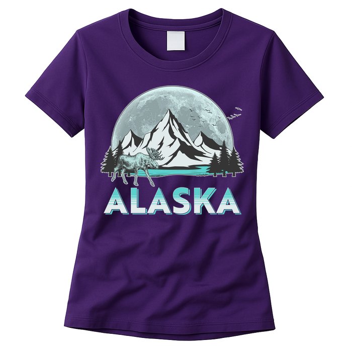 Alaska Wilderness Moose Moon Womens T-Shirt