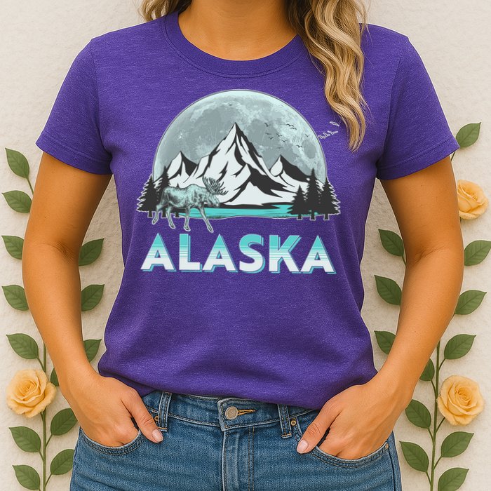 Alaska Wilderness Moose Moon Womens T-Shirt