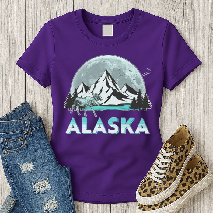 Alaska Wilderness Moose Moon Womens T-Shirt