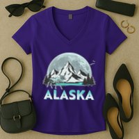 Alaska Wilderness Moose Moon Women's V-Neck T-Shirt