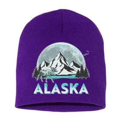 Alaska Wilderness Moose Moon Short Acrylic Beanie