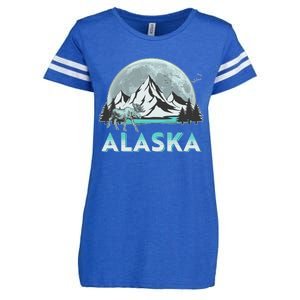 Alaska Wilderness Moose Moon Enza Ladies Jersey Football T-Shirt