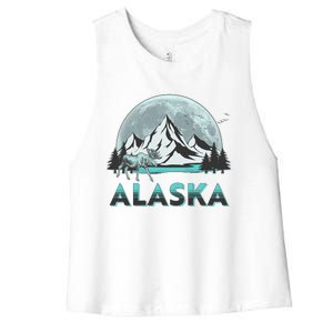 Alaska Wilderness Moose Moon Women's Racerback Cropped Tank