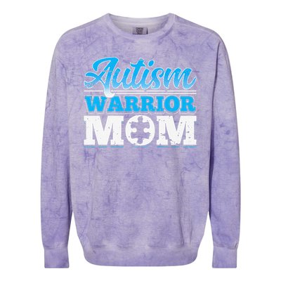 Autism Warrior Mom Autism Awareness Month Gift Colorblast Crewneck Sweatshirt