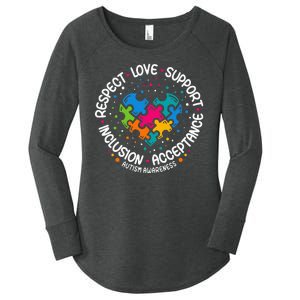 Autism Women Men Respect Love Support Autism Awareness Women's Perfect Tri Tunic Long Sleeve Shirt