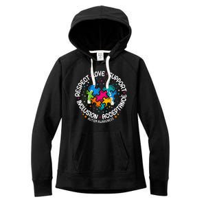 Autism Women Men Respect Love Support Autism Awareness Women's Fleece Hoodie