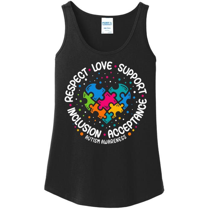 Autism Women Men Respect Love Support Autism Awareness Ladies Essential Tank