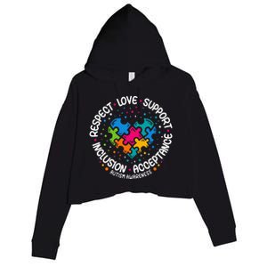 Autism Women Men Respect Love Support Autism Awareness Crop Fleece Hoodie