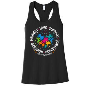 Autism Women Men Respect Love Support Autism Awareness Women's Racerback Tank