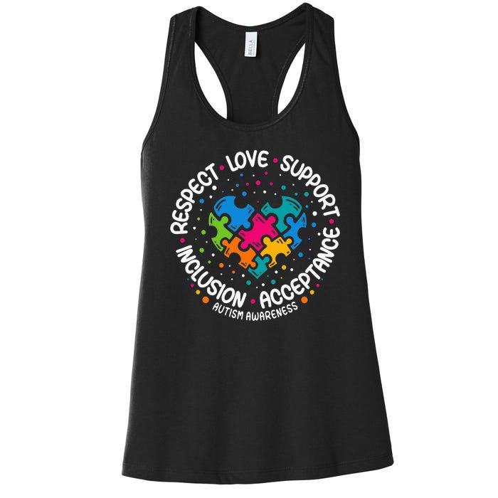 Autism Women Men Respect Love Support Autism Awareness Women's Racerback Tank