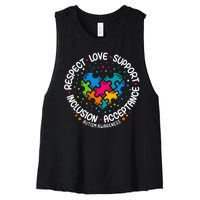 Autism Women Men Respect Love Support Autism Awareness Women's Racerback Cropped Tank