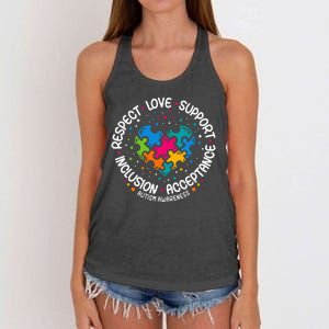 Autism Women Men Respect Love Support Autism Awareness Women's Knotted Racerback Tank