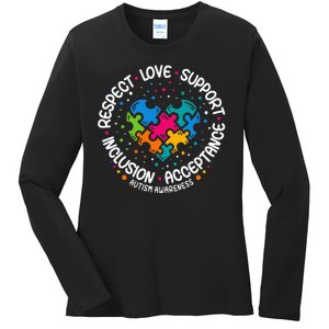 Autism Women Men Respect Love Support Autism Awareness Ladies Long Sleeve Shirt