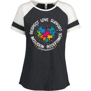 Autism Women Men Respect Love Support Autism Awareness Enza Ladies Jersey Colorblock Tee