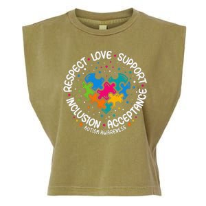 Autism Women Men Respect Love Support Autism Awareness Garment-Dyed Women's Muscle Tee