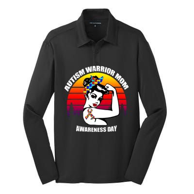 Autism Warrior Mom Unbreakable Gift Autism Awareness Tee Cool Gift Silk Touch Performance Long Sleeve Polo