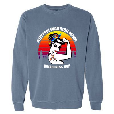 Autism Warrior Mom Unbreakable Gift Autism Awareness Tee Cool Gift Garment-Dyed Sweatshirt