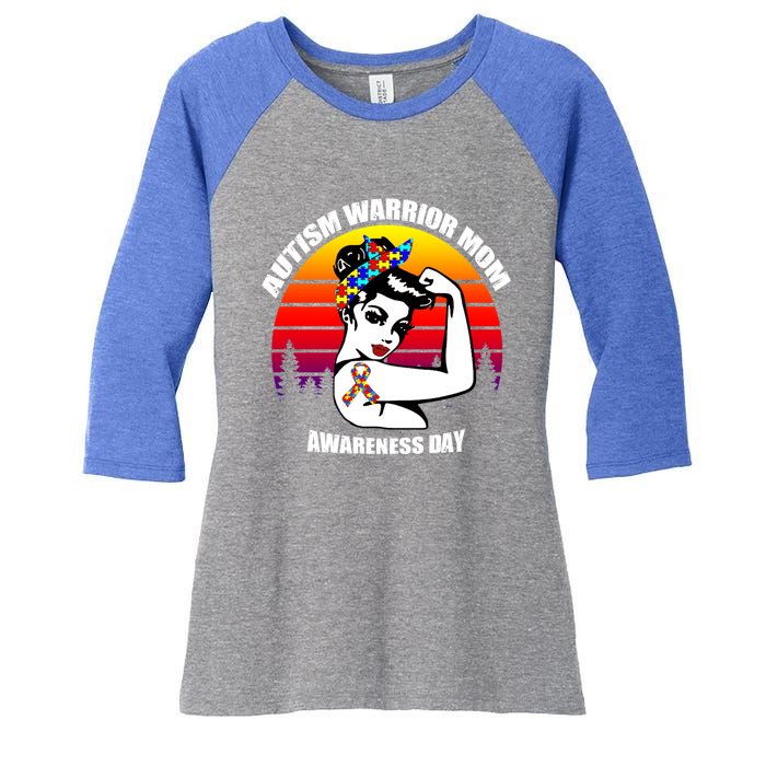 Autism Warrior Mom Unbreakable Gift Autism Awareness Tee Cool Gift Women's Tri-Blend 3/4-Sleeve Raglan Shirt