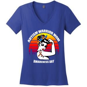 Autism Warrior Mom Unbreakable Gift Autism Awareness Tee Cool Gift Women's V-Neck T-Shirt