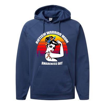 Autism Warrior Mom Unbreakable Gift Autism Awareness Tee Cool Gift Performance Fleece Hoodie