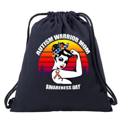 Autism Warrior Mom Unbreakable Gift Autism Awareness Tee Cool Gift Drawstring Bag