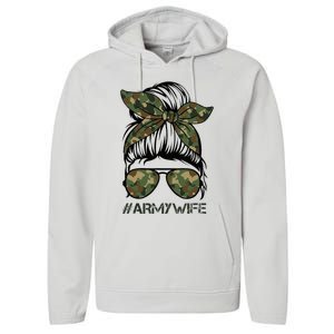 Army Wife Messy Bun Veteran Camouflage Bandana Sunglasses Performance Fleece Hoodie