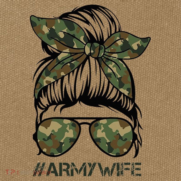 Army Wife Messy Bun Veteran Camouflage Bandana Sunglasses Cotton Canvas Backpack