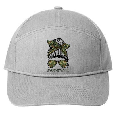 Army Wife Messy Bun Veteran Camouflage Bandana Sunglasses 7-Panel Snapback Hat